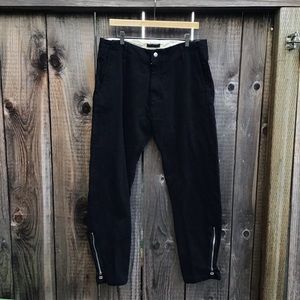 3MAN UK black leg zip designer pants mens size large waist 35